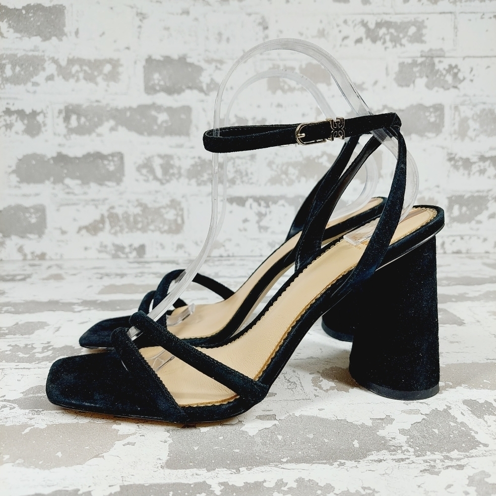Sam Edelman Black Velvet Block Heel Sandals